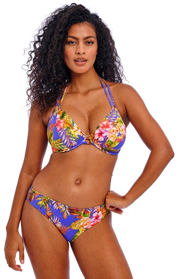 Freya Tiger Valley Halterneck Bikini Bra Pant Set Ultramarine